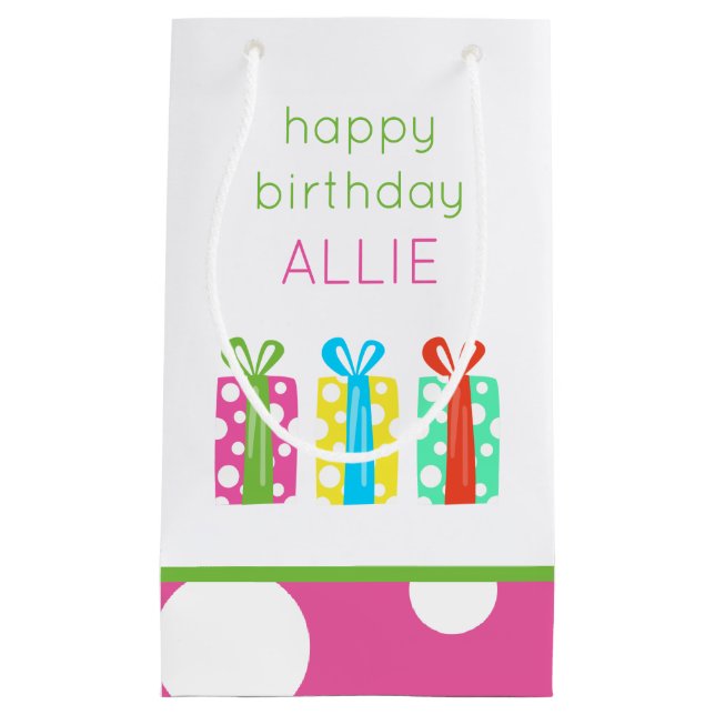 Polka Dot Presents Birthday Personalised Gift Bag (Front)