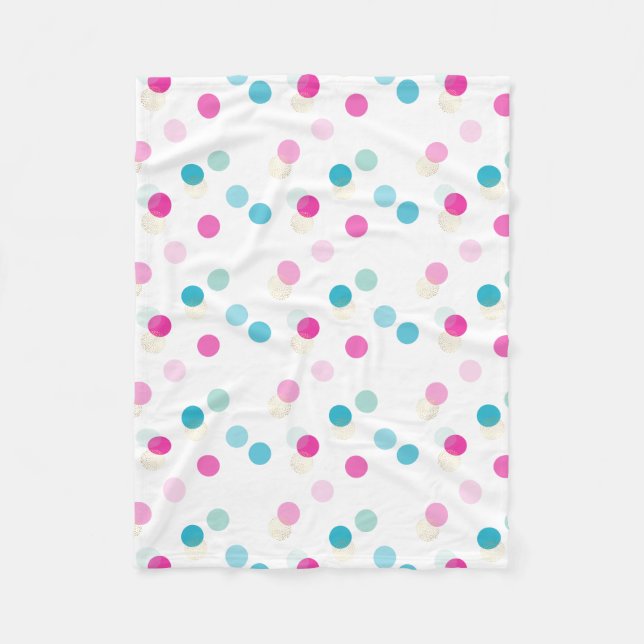 POLKA DOT pretty pattern pink aqua blue nursery Fleece Blanket (Front)