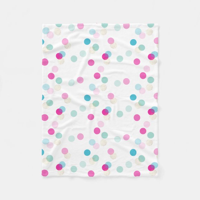 POLKA DOT pretty pattern pink aqua girl nursery Fleece Blanket (Front)