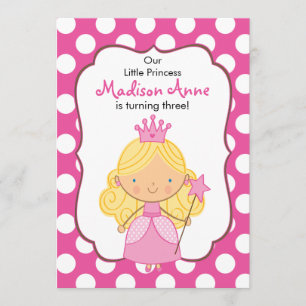 Polka Dot Princess Birthday Invitation Blonde