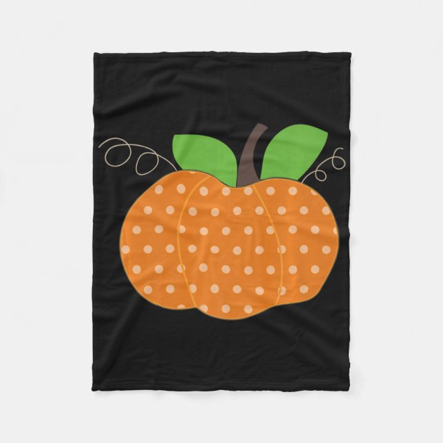 Polka Dot Pumpkin Cute Graphic Fall Tee  Fleece Blanket (Front)