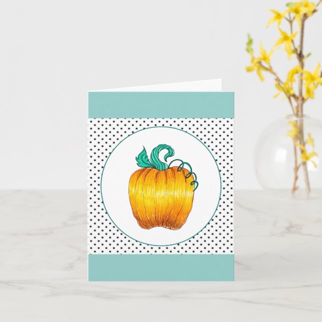 Polka Dot Pumpkin greeting card (Yellow Flower)