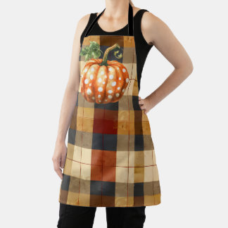 Polka dot pumpkin plaid apron