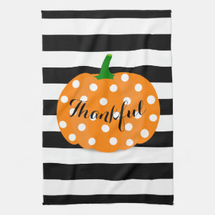 Polka Dot Pumpkin Thanksgiving Kitchen Towel