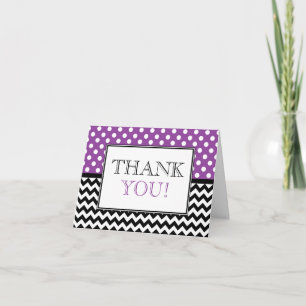 Polka Dot Purple & Chevron Thank You Card