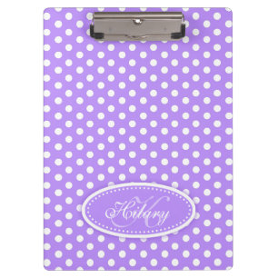 Polka dot purple custom name and initial clipboard