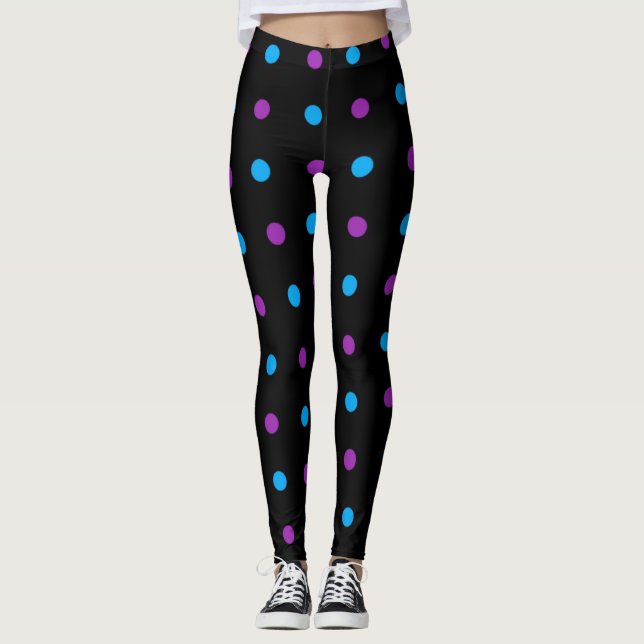 Polka Dot Purple Pink  Leggings (Front)