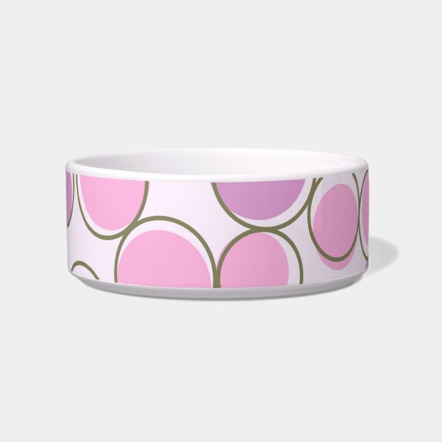 Polka Dot Purple Pink Pet Bowl (Front)