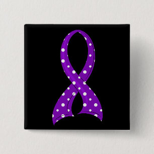 Polka Dot Purple Ribbon Epilepsy 15 Cm Square Badge