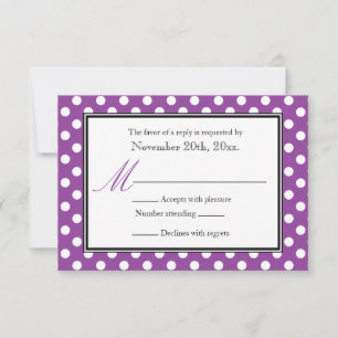 Polka Dot Purple & White RSVP Reply Cards