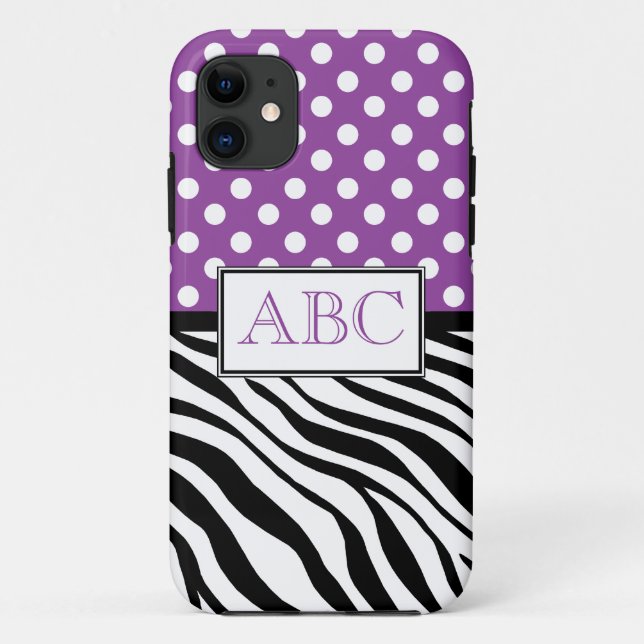 Polka Dot Purple & Zebra Print iPhone 5 Case (Back)