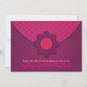 Polka Dot Purse Birthday Party Invitations