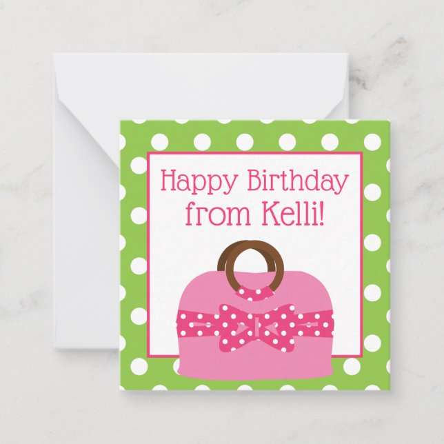Polka Dot Purse Personalised Gift Enclosure Cards (Front)