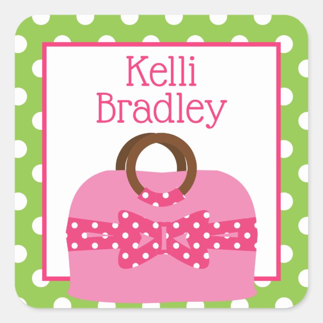 Polka Dot Purse Personalised Stickers (Front)