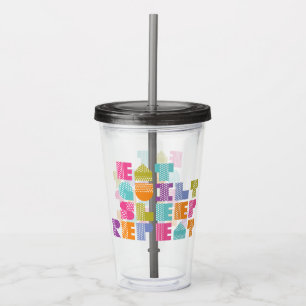 Polka Dot Quilt Block Letters Quote Acrylic Tumbler