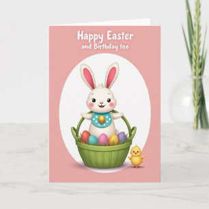 Polka Dot Rabbit Basket Card