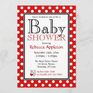 Polka Dot Red Baby Shower Invitations
