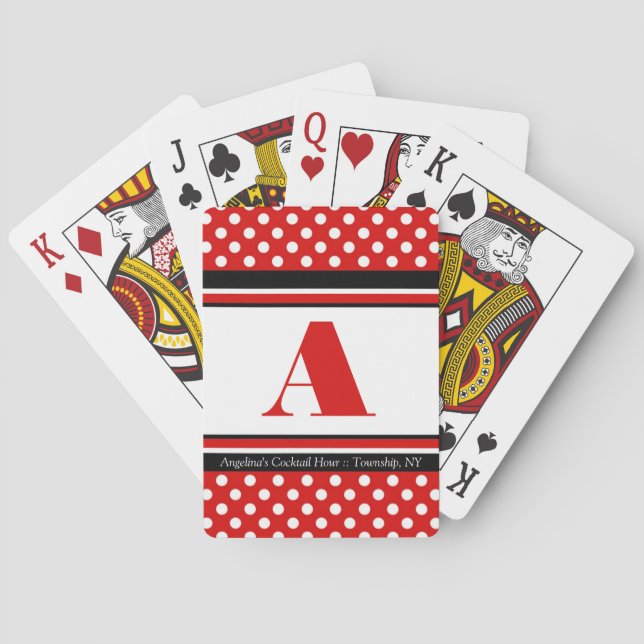 Polka Dot Red Personalized Playing Cards (Back)
