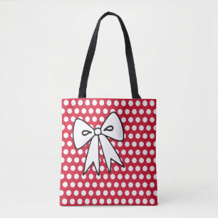 Polka Dot Red Retro Bow Tote Bag Purse