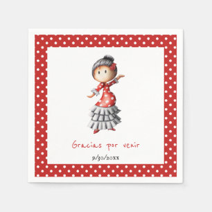 Polka Dot Red Spanish Pregnant Sevillana Napkin