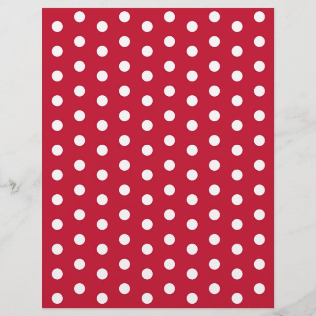 Polka Dot Red White Baby Scrapbook Paper (Front)