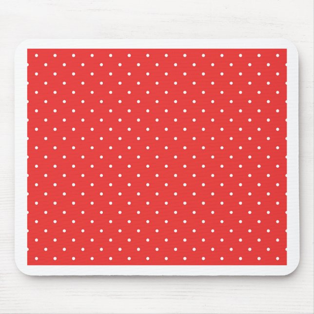 Polka dot red white background custom template mouse mat (Front)