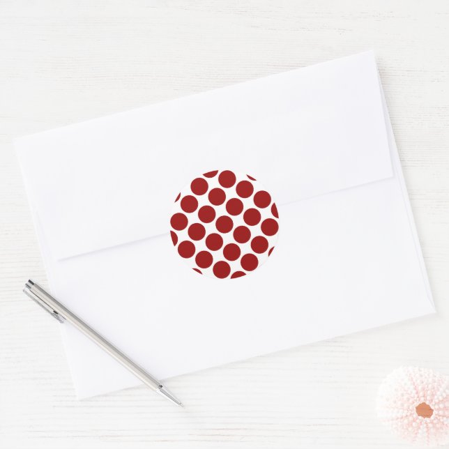 Polka dot Red White Pattern Classic Round Sticker (Envelope)