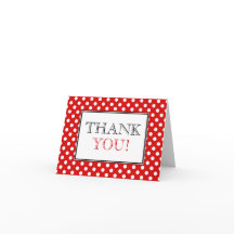 Polka Dot Red & White Thank You Card