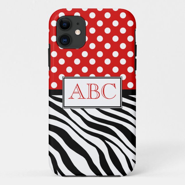 Polka Dot Red & Zebra Print iPhone 5 Case (Back)