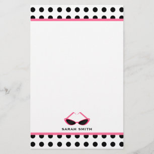 Polka Dot & Retro Pink Sunglasses Stationery