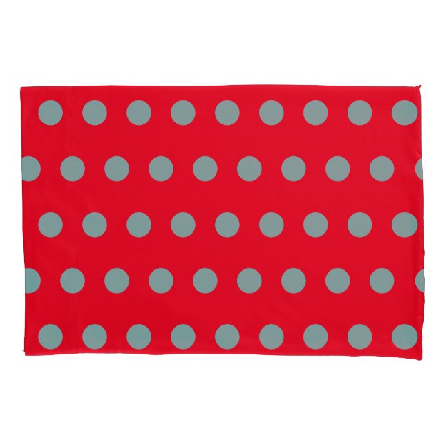 Polka Dot Reversible Pillowcase (Red & Aqua) (Front)