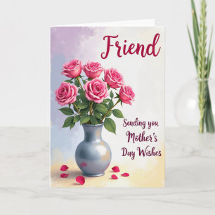 Polka Dot Rose Bouquet Friend Card