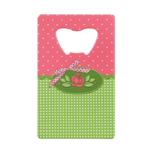 Polka dot Roses,Lt Pink-Credit Card Bottle Opener