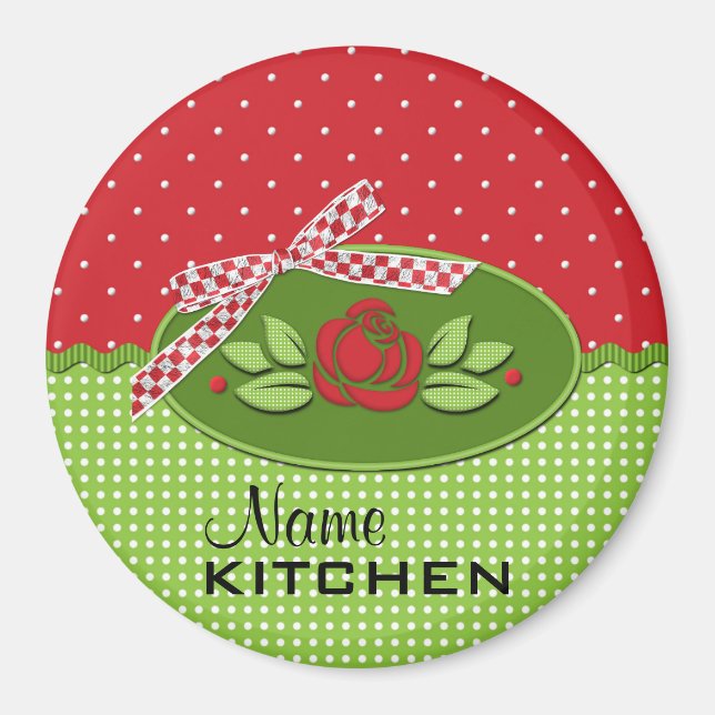 Polka Dot Roses Magnet, Red Magnet (Front)