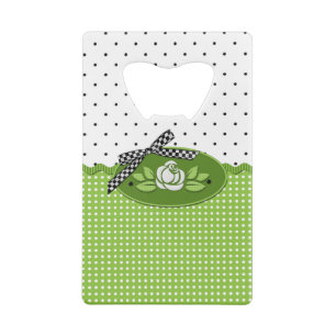 Polka dot Roses, White-Credit Card Bottle Opener