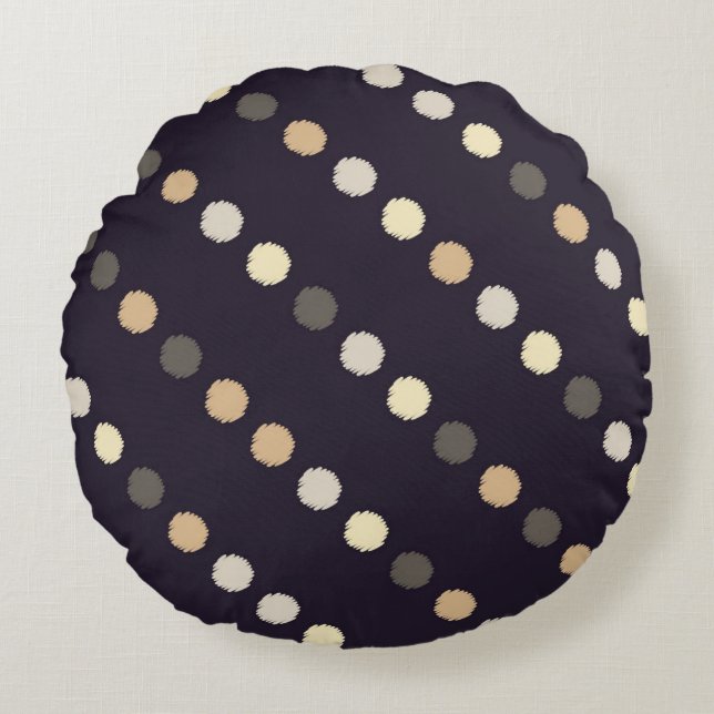 Polka dot seamless pattern. Scribble texture. Text Round Cushion (Front)