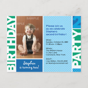 Polka Dot Second Birthday Party Invitation