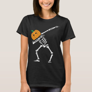 Polka Dot Skeleton Pumpkin Halloween Costume T-Shirt