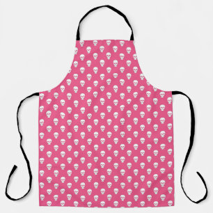 Polka Dot Skulls on Pink All-Over Print Apron