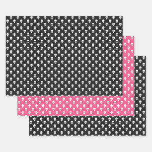 Polka Dot Skulls Wrapping Paper Set