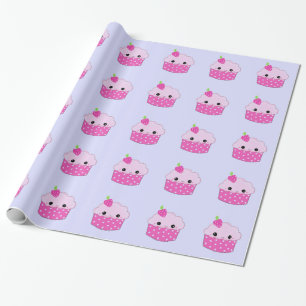 Polka Dot Smiley Cupcakes Wrapping Paper