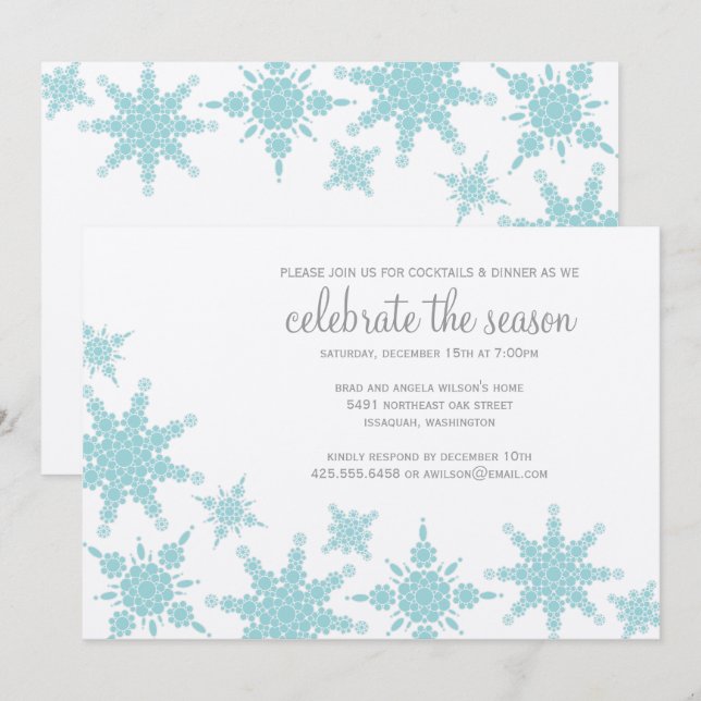 Polka Dot Snowflake Invitation (Front/Back)