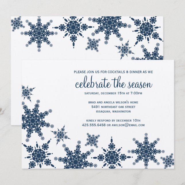 Polka Dot Snowflake Invitation (Front/Back)