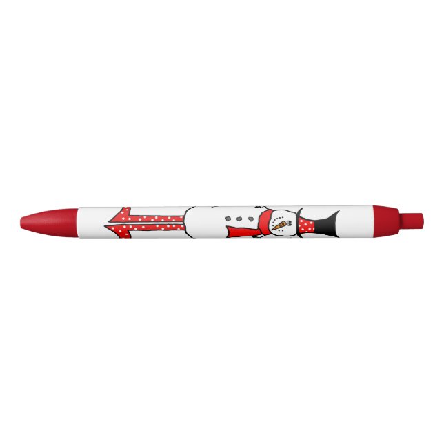 Polka Dot Snowman Black Ink Pen (Front)