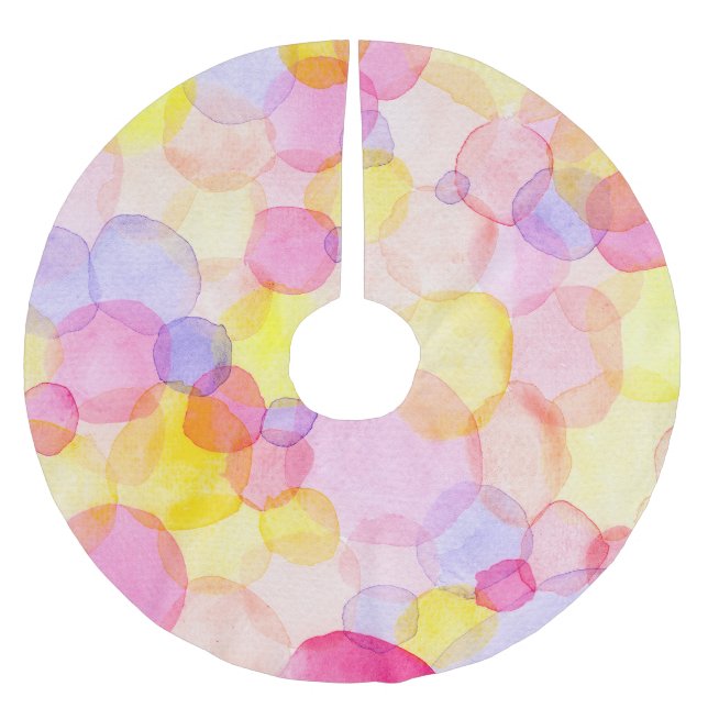 Polka Dot Splash: Colourful Watercolor Brushed Polyester Tree Skirt (Front)