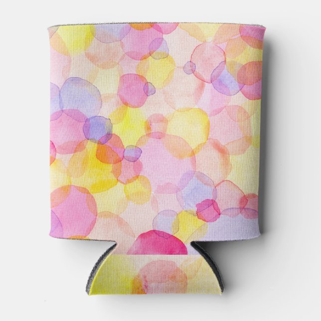 Polka Dot Splash: Colourful Watercolor Can Cooler (Front)