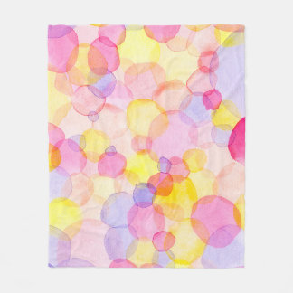 Polka Dot Splash: Colourful Watercolor Fleece Blanket