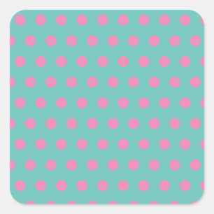 Polka Dot Square Stickers (Aqua & Pink)