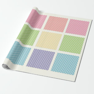 Polka Dot Squares, Pastel Wrapping Paper