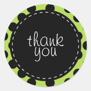 Polka Dot & Stitching Thank You Classic Round Sticker